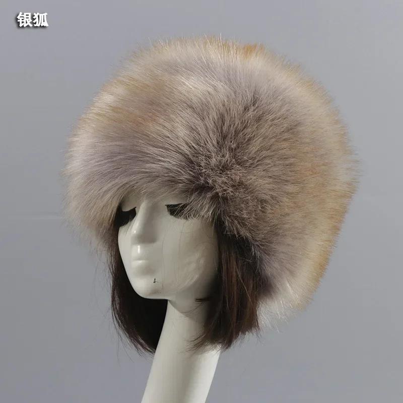 Man Women Fur Hats Thicken Warm Furry Faux Fur Flat Top Caps Winter Russian Casual Luxury skullies beanie ZKG33