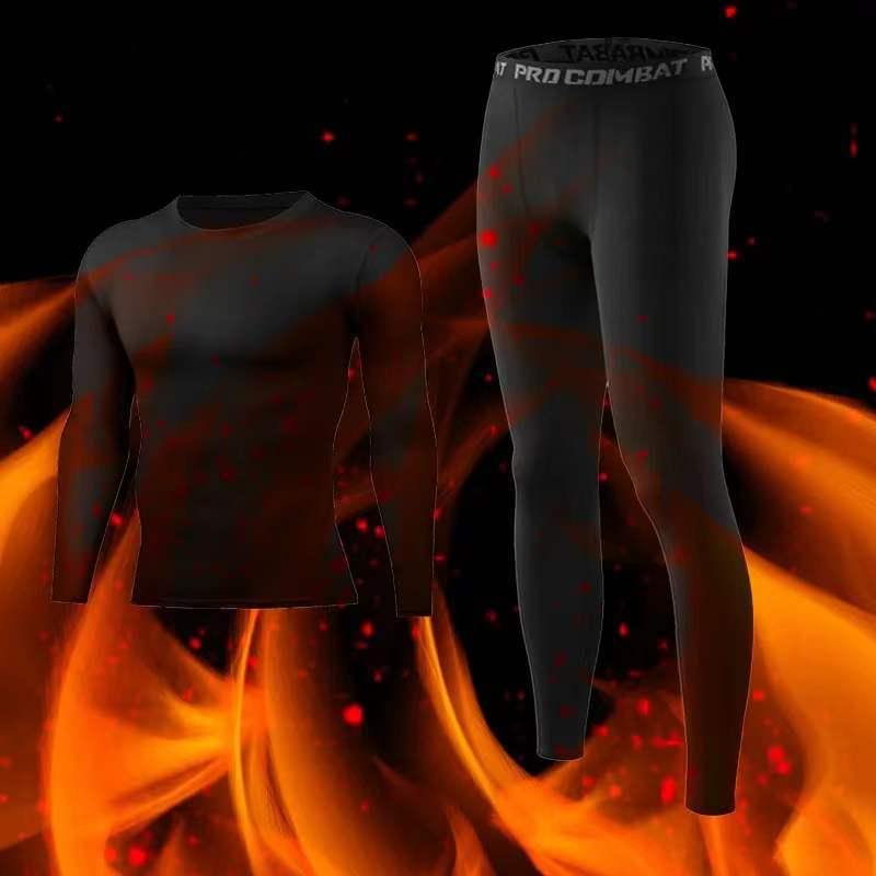 Men's Quick-Dry Basketball Compression Set - Fleece-Lined Long Sleeve Fitness Base Layer