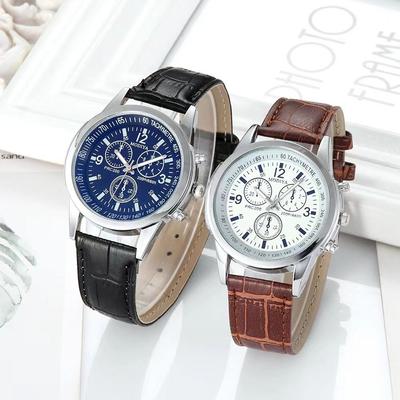 Montre-bracelet pour homme à six aiguilles, bracelet de montre en cuir, montre d'affaires, montre à quartz de mode