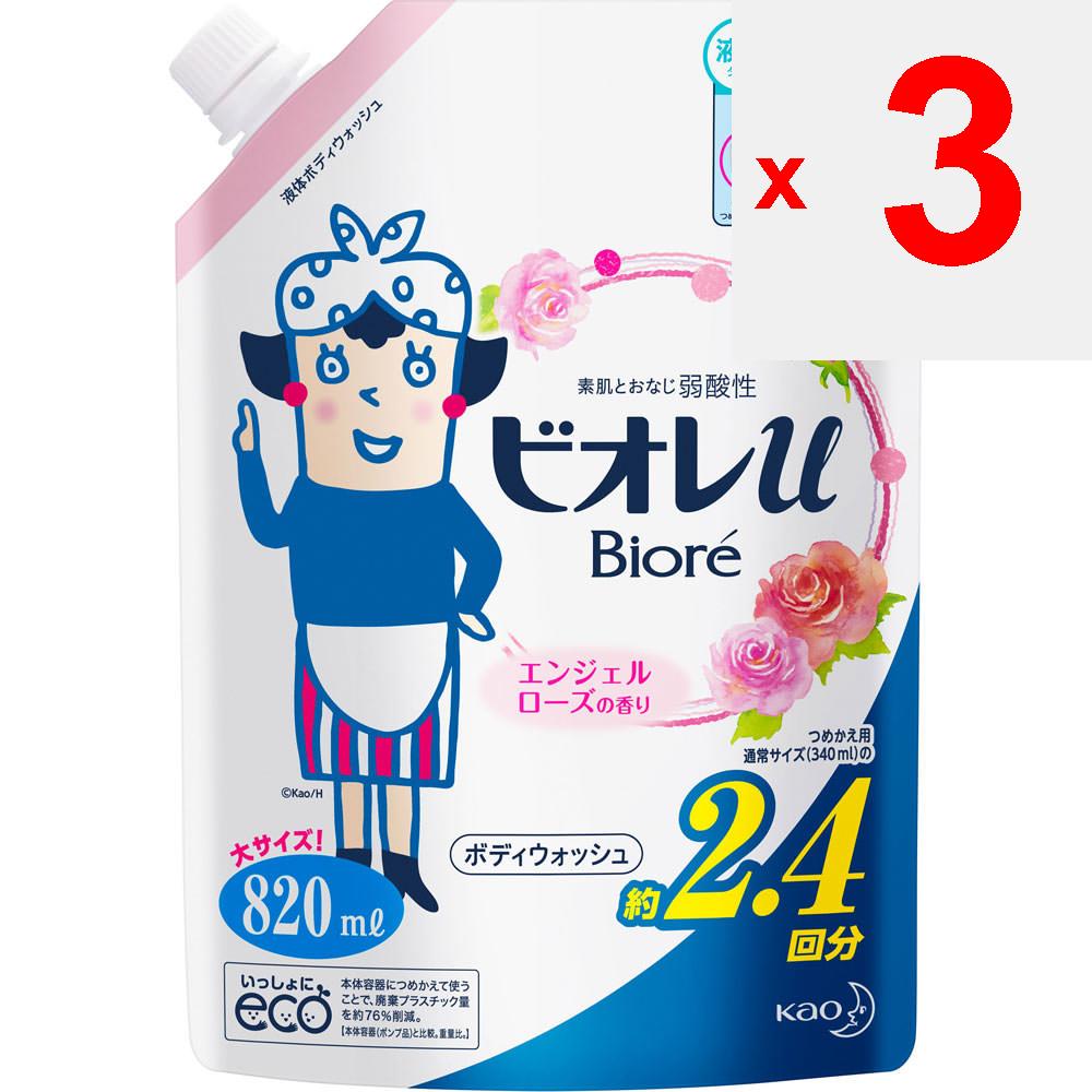 KAO Recharge parfumée Biore u Angel Rose 820 ml Usage général (Bioré II) Savon pour le corps Appliquez une quantité appropriée sur une serviette ou une éponge humide, faites mousser et lavez,