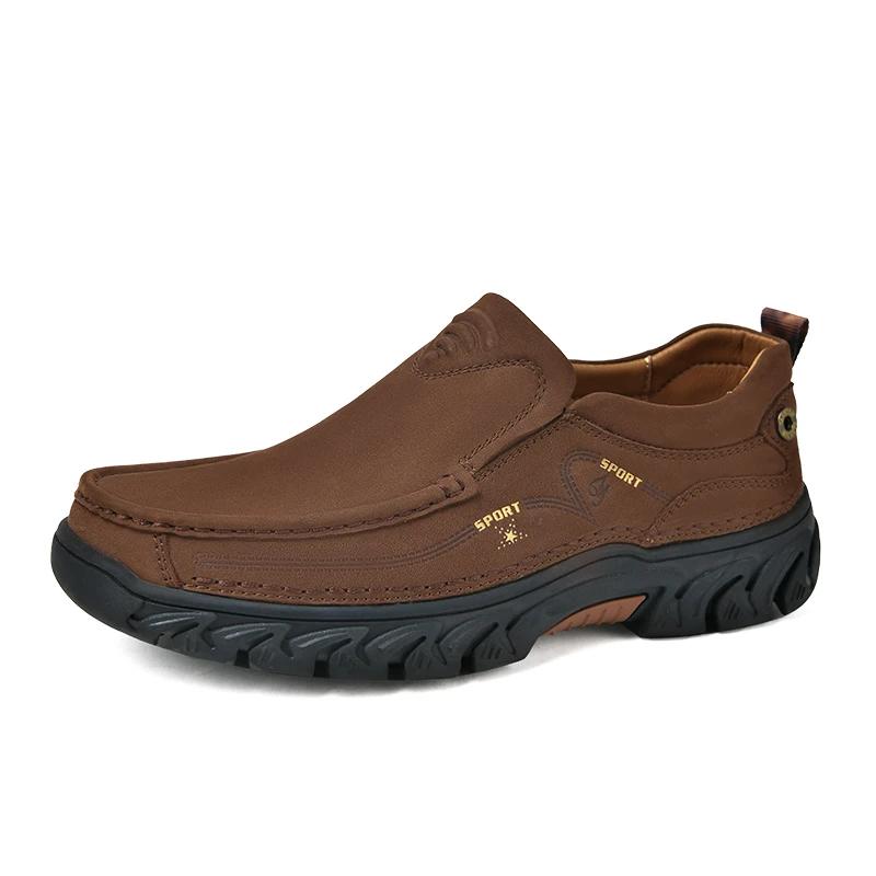New Men Shoes Luxury Brand Mens Loafers Genuine Leather Man Casual Footwear Non-slip Hiking Shoes Male High Quality Driving Shoe