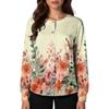 Women's Casual Long Sleeve Single Breasted Floral Print Caregiver Cardigan Top Lightweight Button Up Shirt for Daily Wear