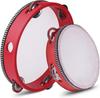 Wooden Round Tambourine 4/6/7/8/10 Inch Single Row Jingles Red Handheld Percussion Instrument for Beginner Tambourine Player