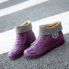 Stylish Warm Womens Galoshes Rain Shoes with Fur Winter Waterproof Boots Woman Fashion Garden Rainshoes Plush Raining Boot