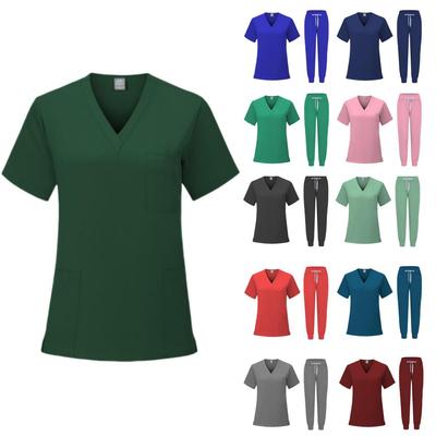 Women's Lightweight V-Neck Short-Sleeve Scrub Suit for Hospital Wear