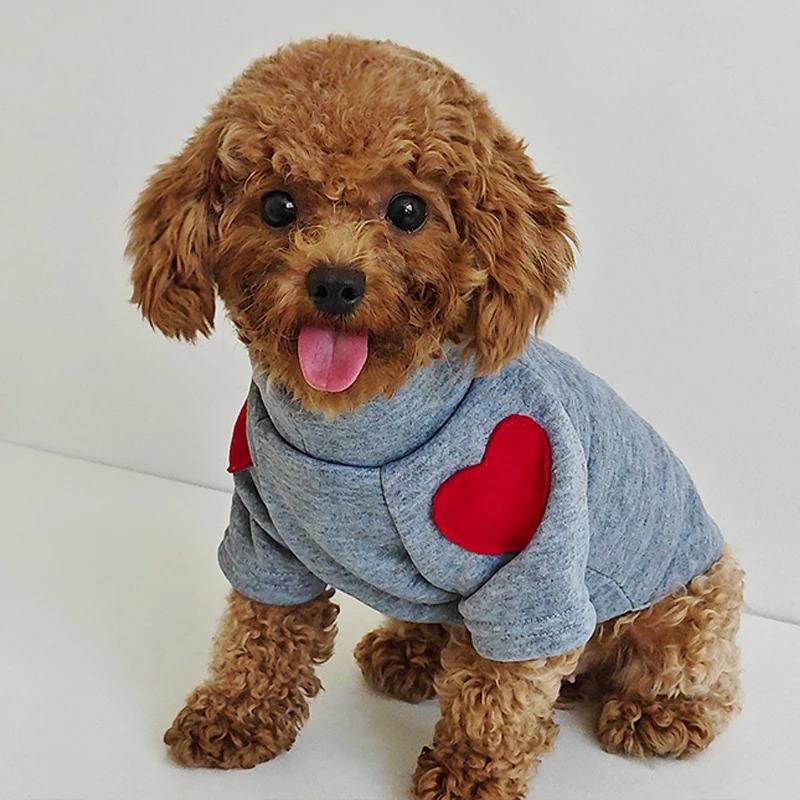 Winter Warm Pet Clothes Love Sweater Pet Dog Cat for Taddy Puppy Medium Dog Teddy Yorkshire Thickened Hoodies Puppy Clothes