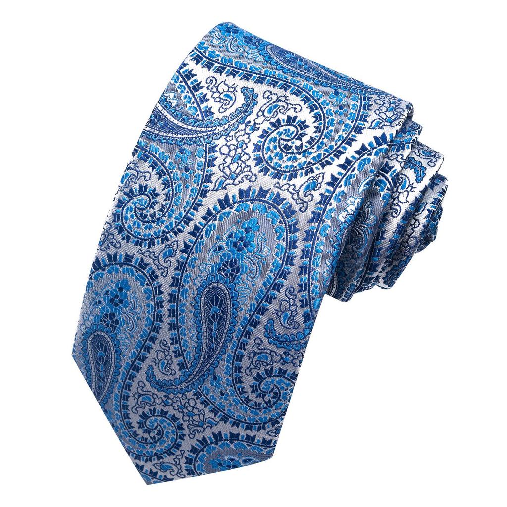Spring/Summer Blue Series Men's Yarn-Dyed Jacquard Tie - British Style, Hand-Tied, Business Fashion