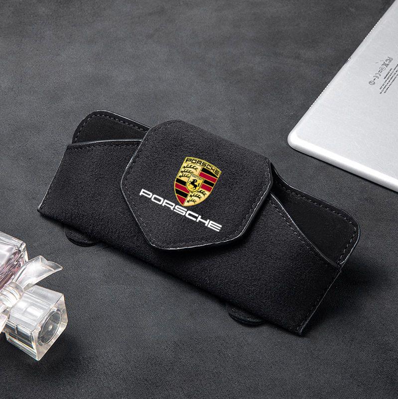 

Car Sun Visor Glasses Box Sunglasses Clip Interior Storage Holder For Porsche 911 918 928 944 968 Boxster Cayenne Macan Panamera чёрный
