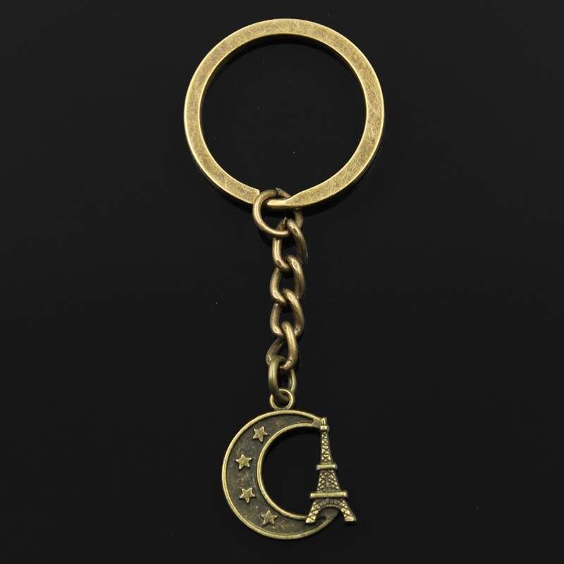 Fashion Keychain 22x19mm Eiffel Tower Paris Moon Pendants DIY Men Jewelry Car Key Chain Ring Holder Souvenir For Gift