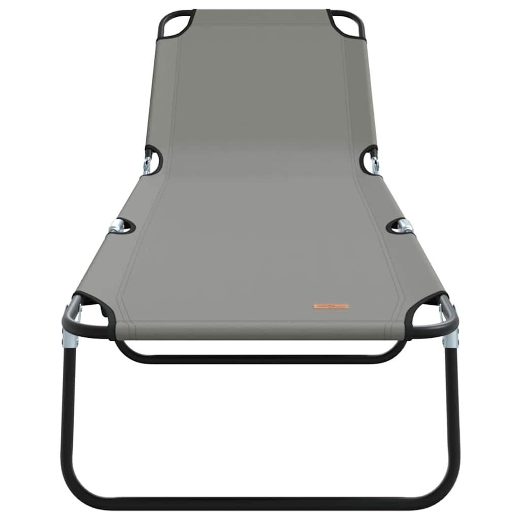 Folding Sun Lounger Grey 188 x 57 x 86.5 cm Polyester