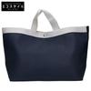 Herve Chapelier 705 Gold Plated Coated Canvas Square Tote Bag L Navy / SilverUsed