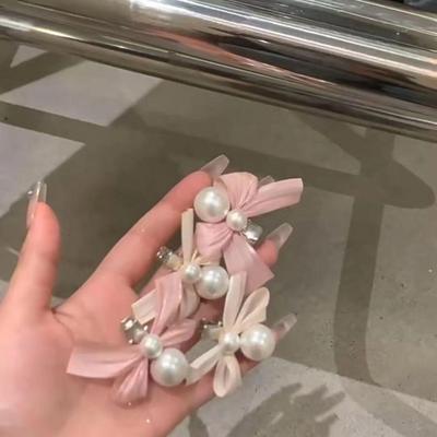 Luxuriöse Perlen-Schleifen-Haarspange - Elegante Seitenklammer für Damen