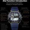 Sports Square Men Watch Waterproof LED Luminous Week Date  Wristwatch Silicone Strap Electronic Quartz Watches