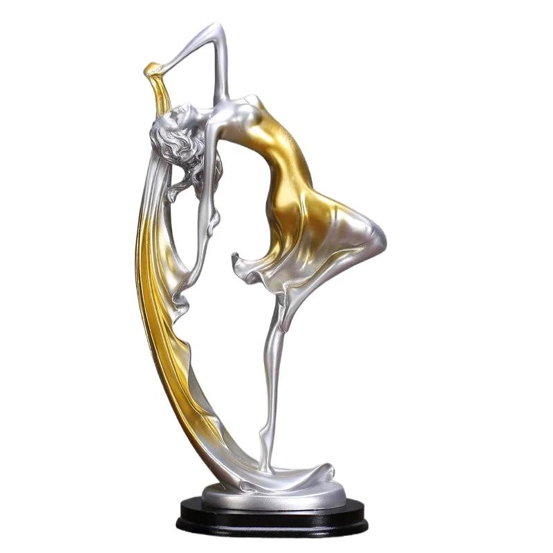 Elegant dancing female character figurine European style dancing girl desktop figurine decoration home decor crafts holiday gift 22x11cm золотистый