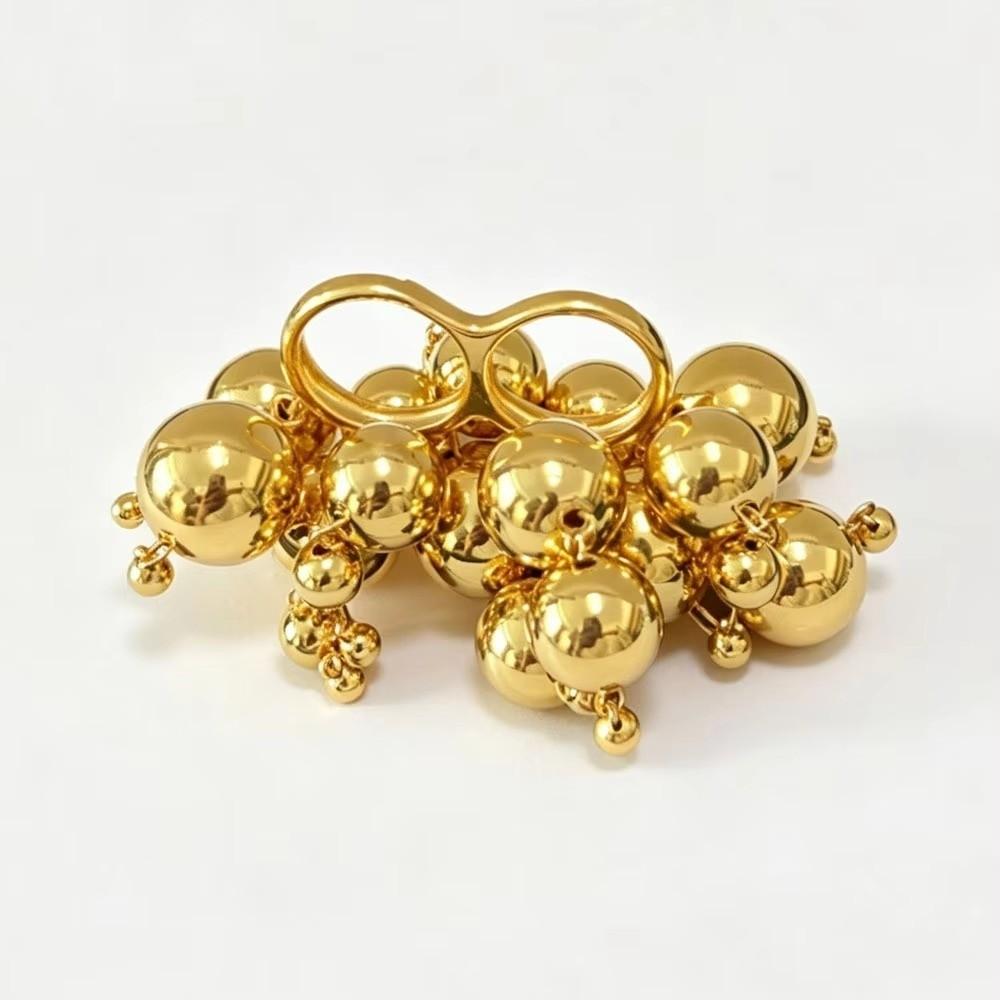 Silver/Gold Metal Balls Ring Round Ball Statement Finger Ring Punk Tassel Ring for Women