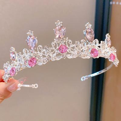 Nuove donne ragazze argento colore corona copricapo coreano cristallo tiara moda compleanno vestito strass corona accessori per capelli