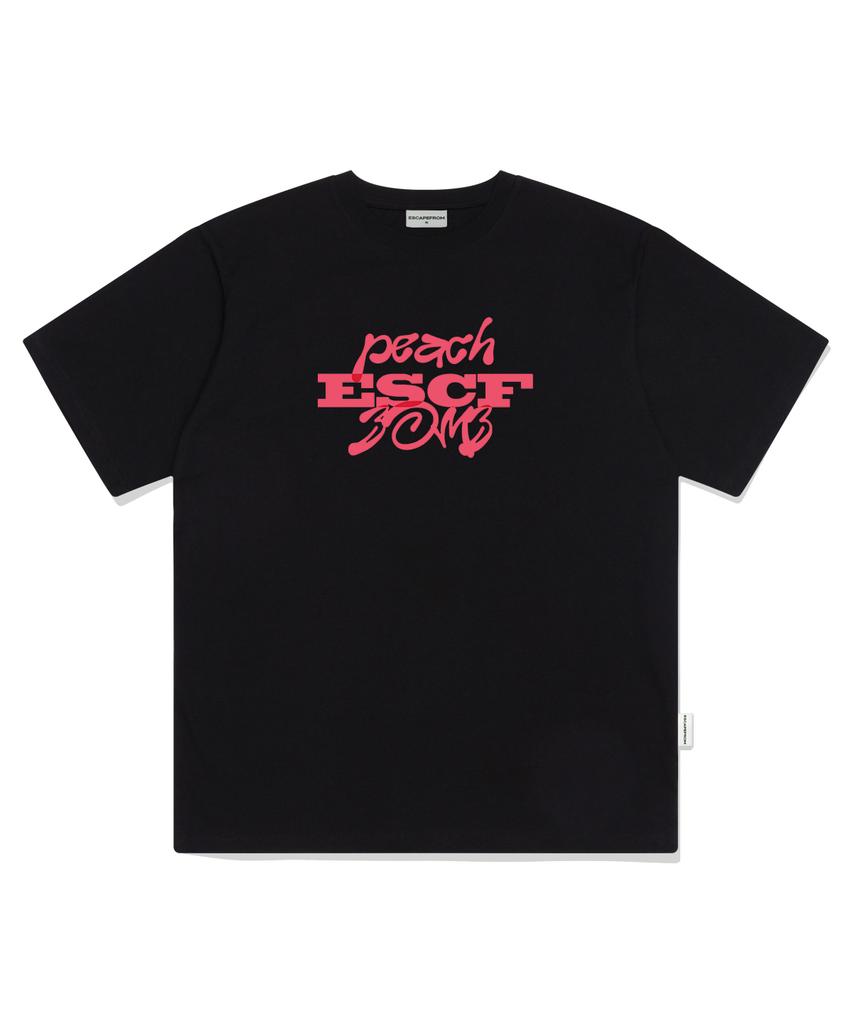 ESCAPEFROM Black Peach Bomb Print Oversized Short Sleeve T-Shirt Black