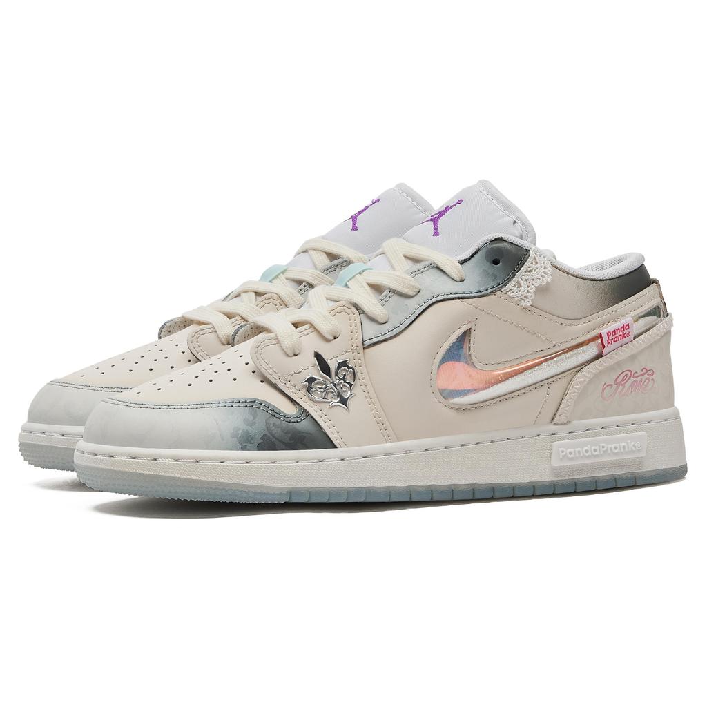 Jordan Air Jordan 1 Abrasion Resistant Low Top Vintage Basketball Shoes GS Beige Gray HJ3481-491(TeamH-GSS-BOX)