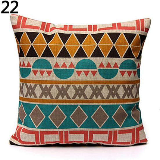 Talos Home Decor Vintage Geometric Flower Cotton Linen Throw Pillow Case Cushion Cover