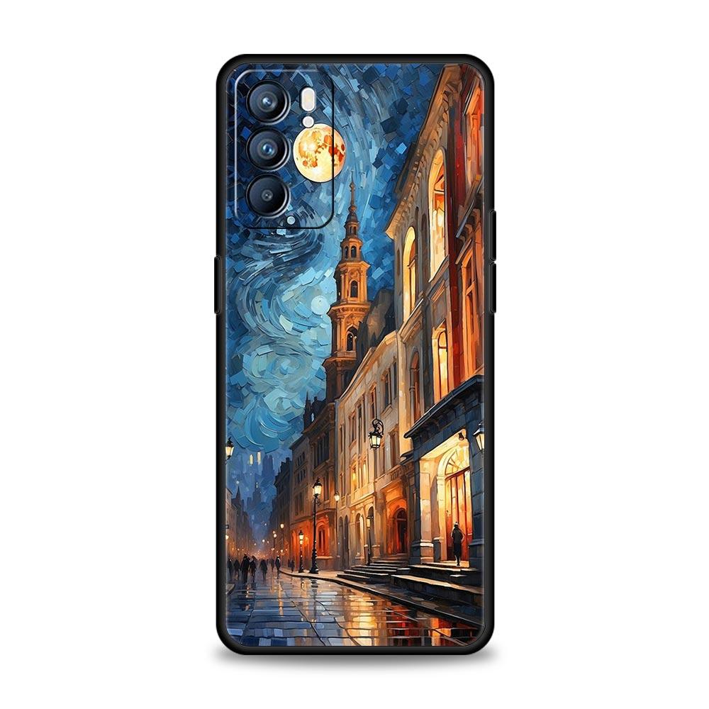 Etui na telefon Starry night van gogh Dla Oppo Reno8 Reno7 Reno6 Pro A54 5G Find X6 X5 A53 A52 A9 A15 A95 A17 A16 A57 A31 Pokrowiec