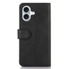For iPhone 16 Case Cowhide Texture Leather Wallet Phone Cover with Magnetic Clasp