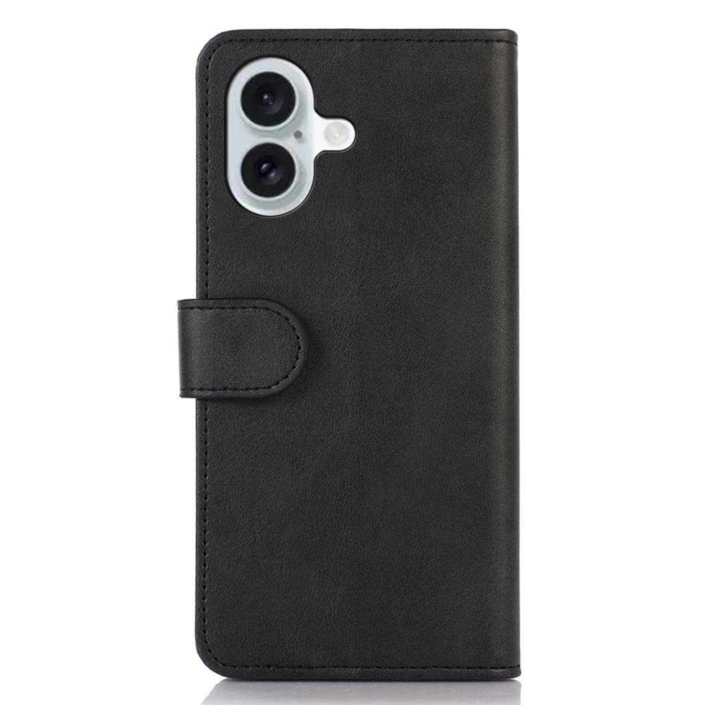 For iPhone 16 Case Cowhide Texture Leather Wallet Phone Cover with Magnetic Clasp