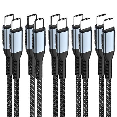 Popolier USB Cables PD Fast Cables with Durable Nylon Compatible with and Laptops Output Not 5-Pack 0.5m Type-C [USB Compatible/100W/5A Charging]
