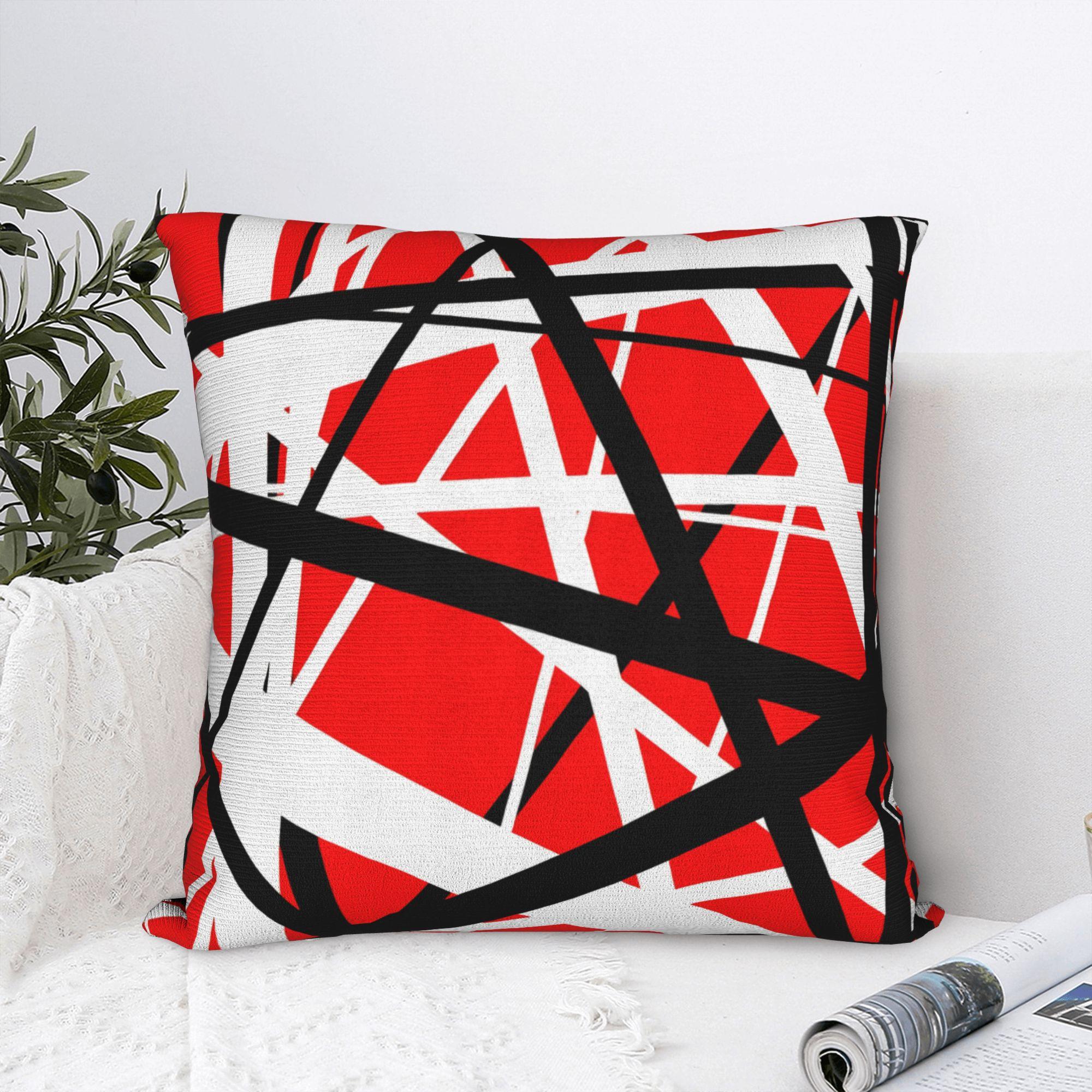 Annier Unisex Red/White Van Halen Abstract And Pillow Case Soft Pillow Cover For Couch Sofa Bedroom Fashion Pillowcases