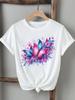(Asian Size) flower butterfly cute Clothing Tee Top female Print Female T Shirt Woman Women Fashion Short Sleeve Graphic T-shirts