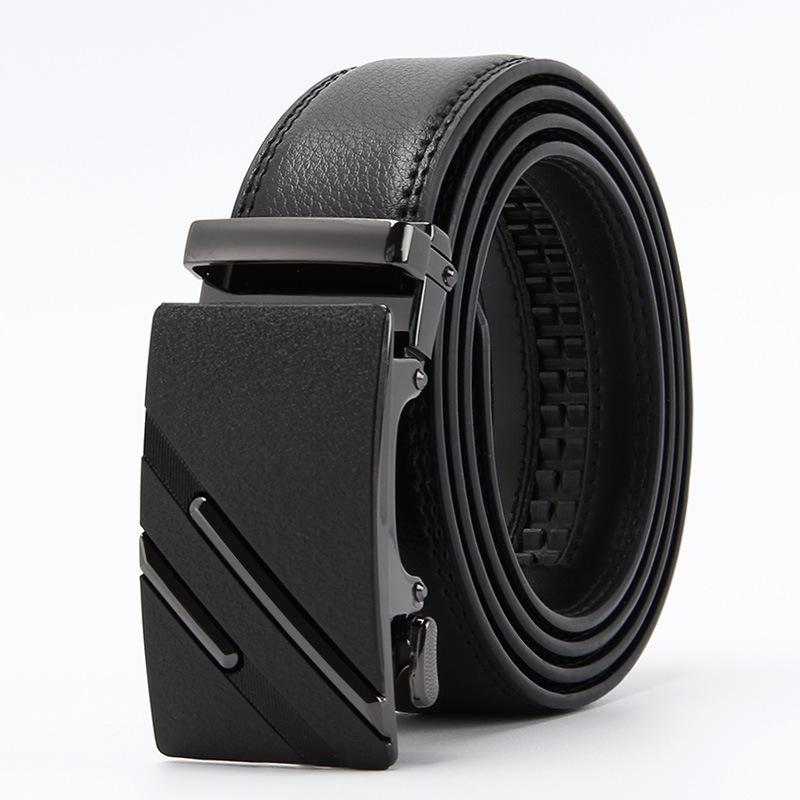 Frosted Automatic Buckle Edge Two-Layer Cowhide Belt, Business And Leisure Men'S Trendy Belt
