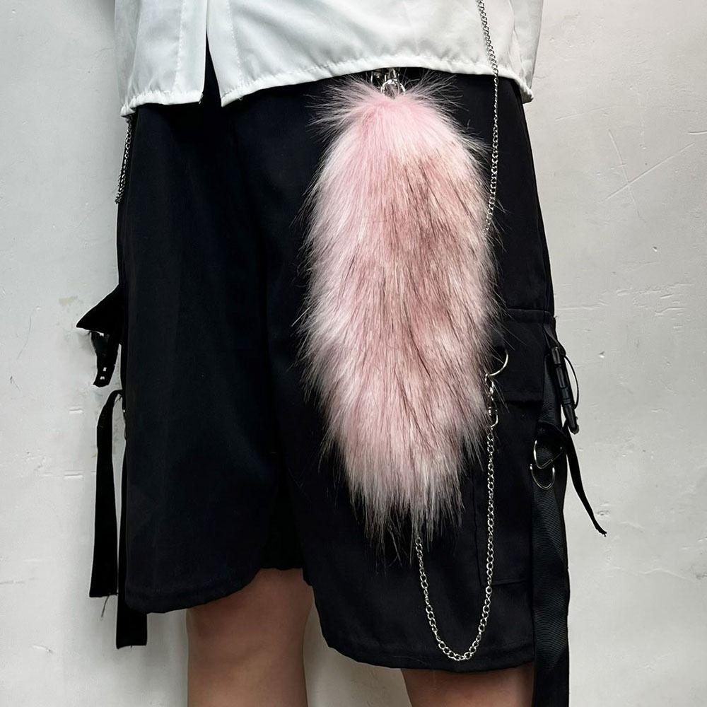 Plush Faux Fur Charm Long Tail Plush Tail Pendant Cute Plush Tail Keychain Handbag Accessory