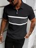 Mens Casual Short Sleeve Striped Polo Shirt Summer Style