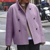 Dámský dvouřadý vlněný kabát jednobarevný ležérní elegantní britský styl všestranný top pro ženy