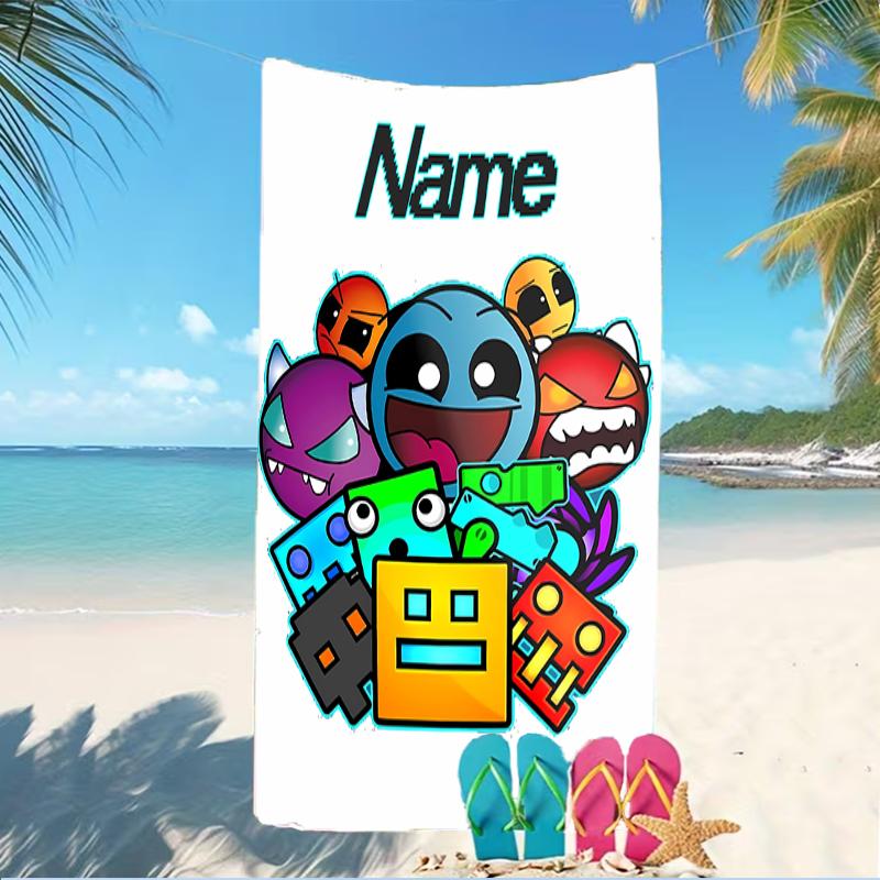 Customizable personalized beach towels Geometry Dash themed designs.Suitable for the beach, yoga, sports;ideal as beach accessories