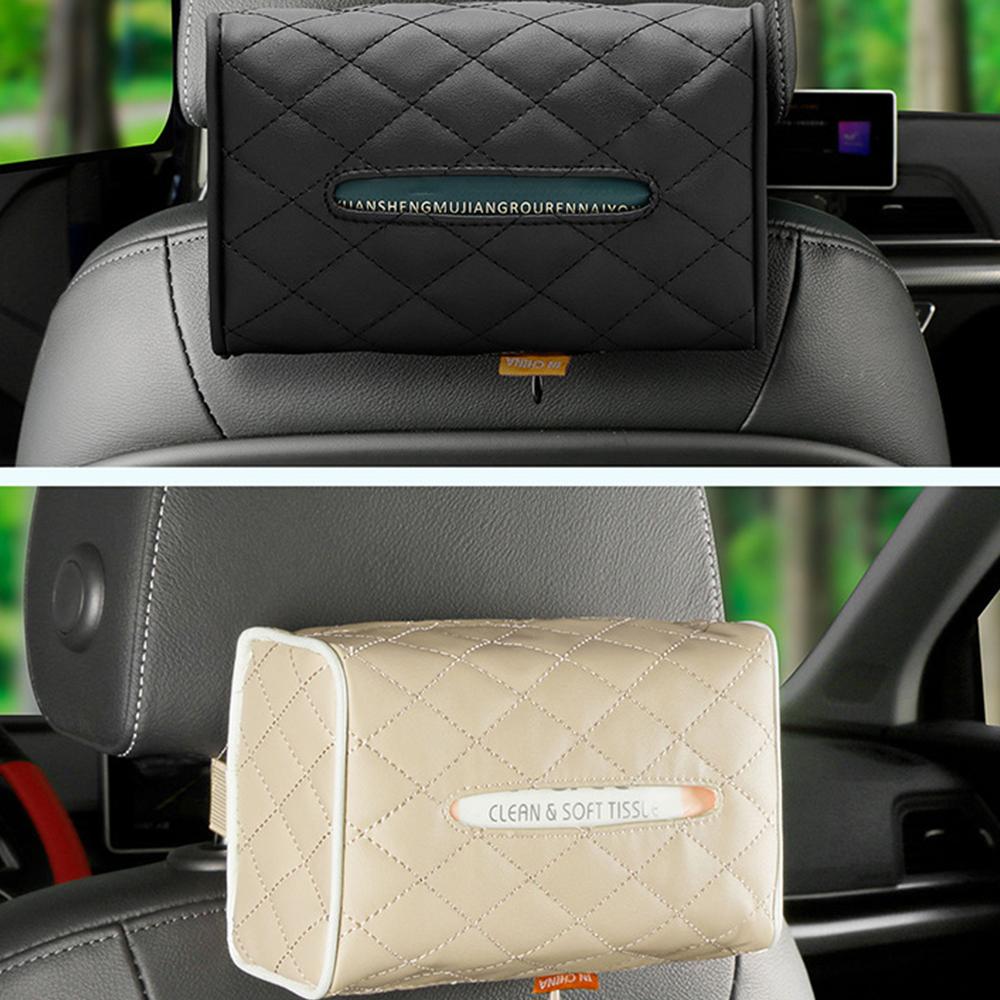 Leather Sun Visor Napkin Box Holder Hanging Car Mask Holder Shading Tissue Case Organizer Auto Storage Decoration Craft Ornament
