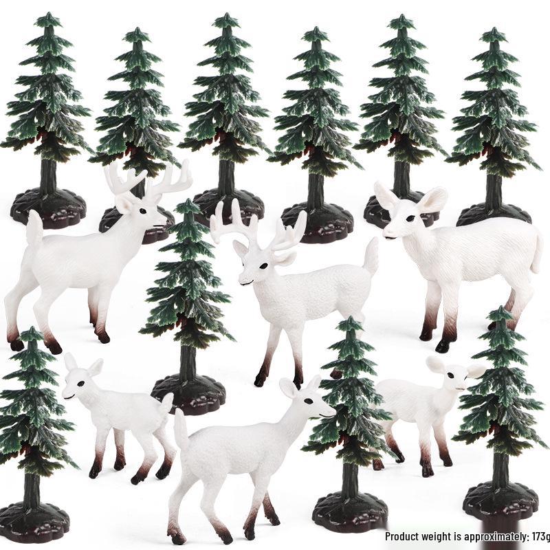 Miniatur-Dschungeltier-Simulationsspielzeug-Set: Reh, Fuchs, Eichhörnchen, Elch, Waschbär, Schwein, Kaninchen