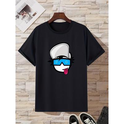 Men's Trendy T-shirt Round Neck Casual Clothing With Boy In Hat Print For Summer