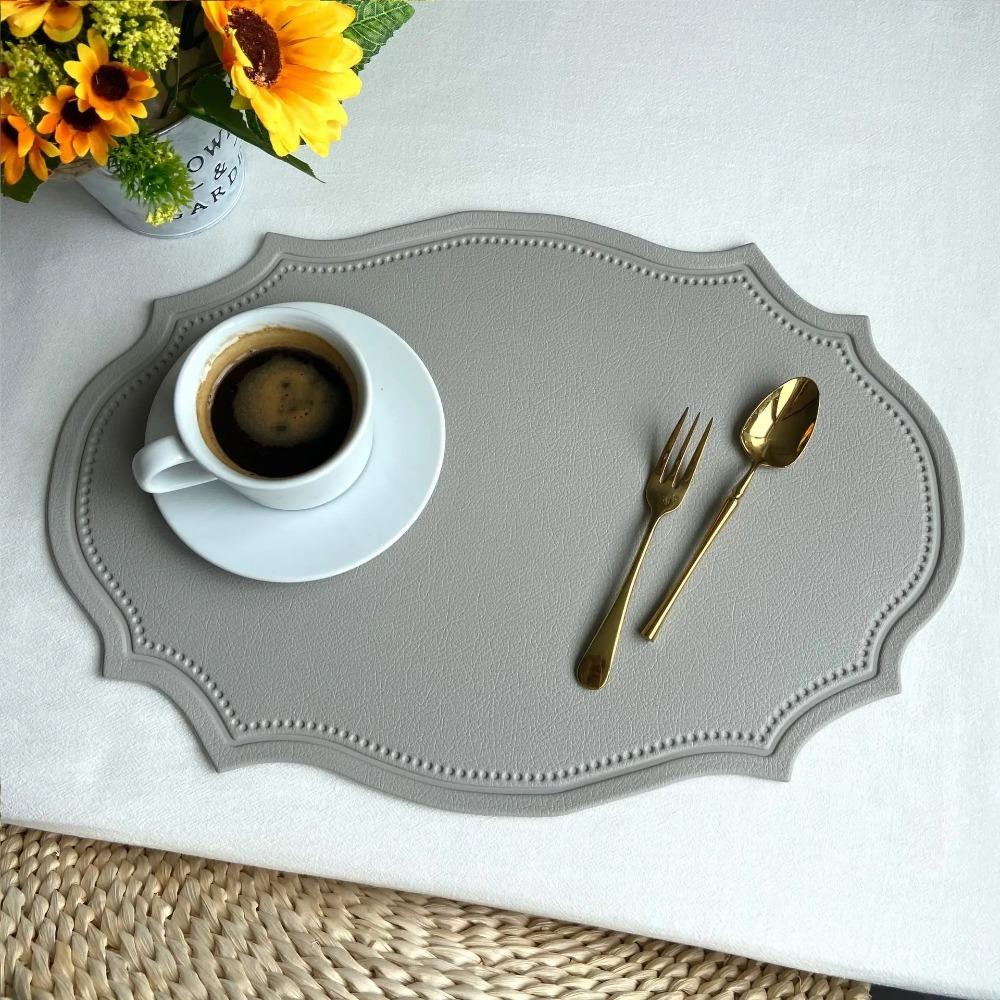 Retro Faux Leather Dinner Mat Oil-resistant Nordic Style Placemat Waterproof Thermal Insulation Mat Kitchen Use