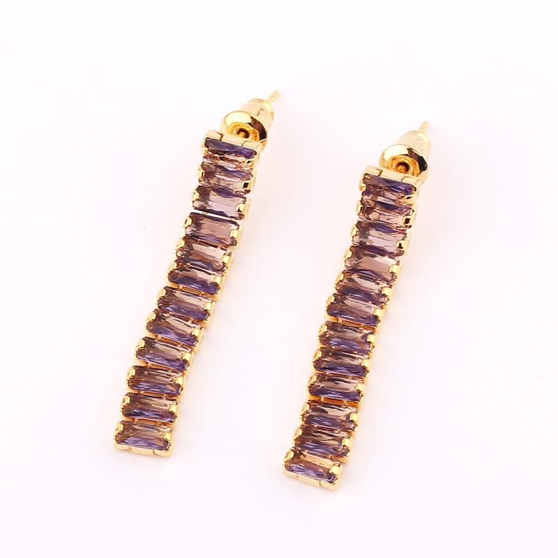 New Fashion Tennis Zircon Long Tassel Earrings Women's Simple GoldColor Party Jewelry Beautiful Gifts