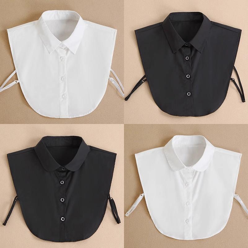Inserto camicia da donna autunno/inverno bianco con colletto a punta