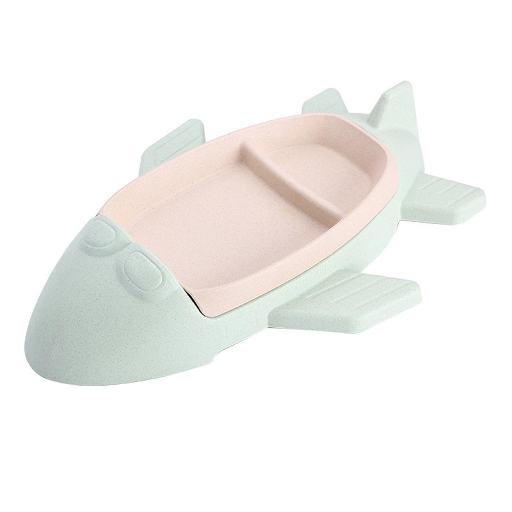 

Cute Cartoon Plane Shape Plate Cutlery Feeding Compartment Tableware Nordic green #1