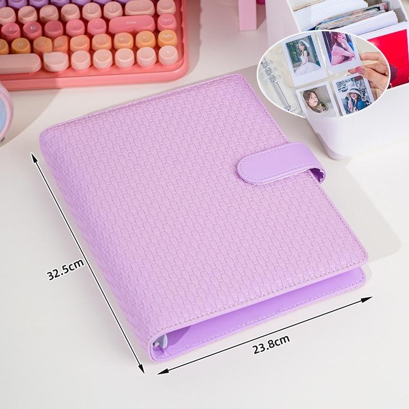 

A5 Pu Woven Leather Cover Kpop Idol Cards Po Album With 4 Grid 20 Sleeves 3Inch Cardsand K-Pop Collections Premium