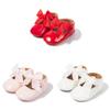 Babyschuhe für Mädchen in einfarbig mit Schleifenverzierung für Kleinkindspaziergänge