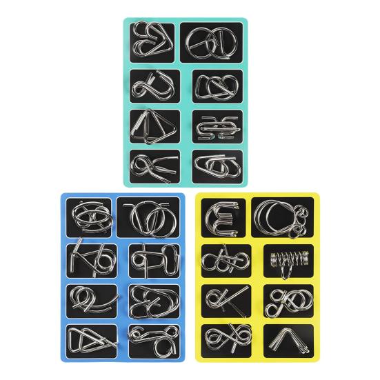 1/3 Sets Metal Puzzle Ring Brain Teaser 3D Wire Puzzle Game Kids Adults Mind Logic IQ Test Educational Unlock Interlock Toy Toddlers Boys Girls Gift