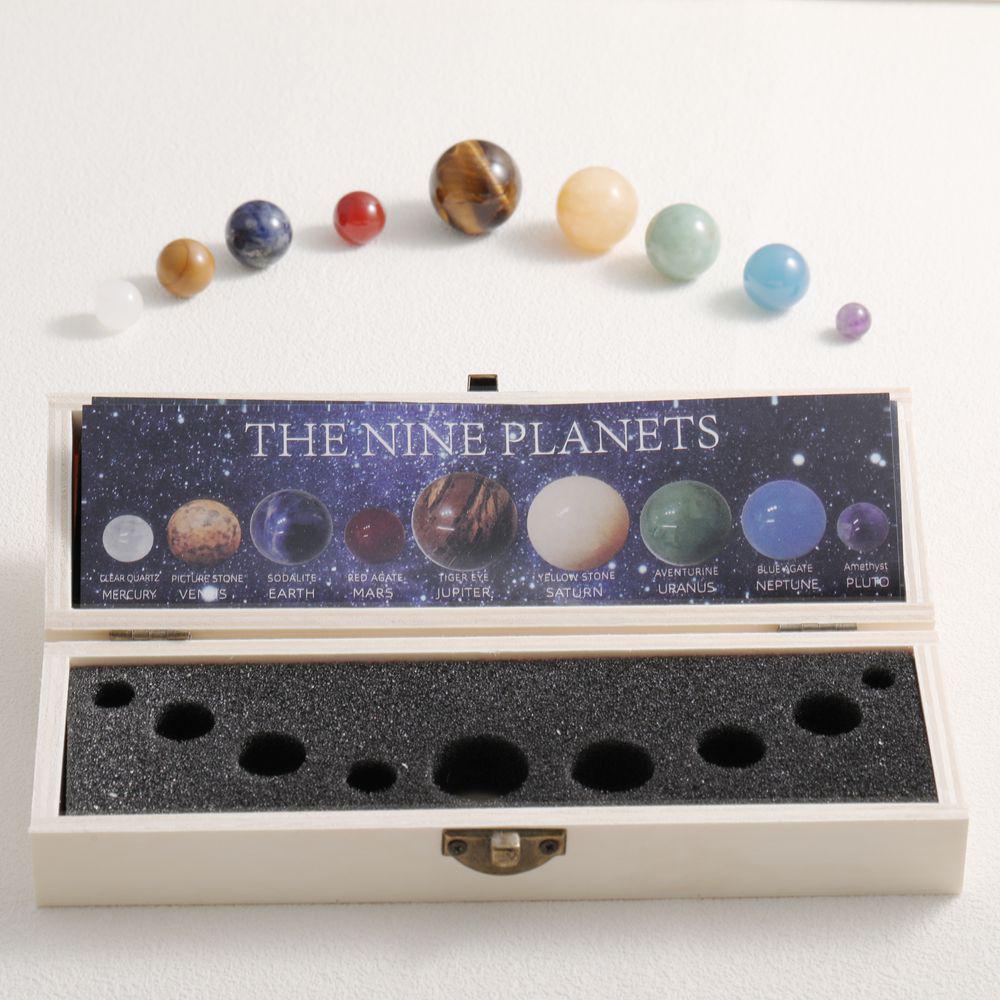 Natural Crystal Solar System Set: Nine Planetary Crystal Balls and Meteorite Specimens