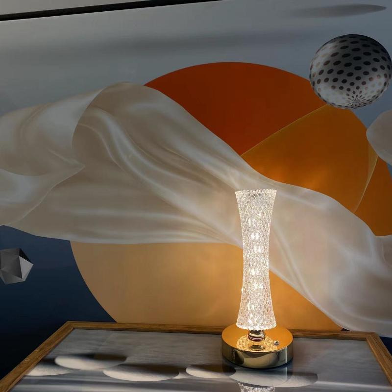 1Pc Internet Celebrity Guangzhou Tower Small Waist Crystal Desk Lamp Ins Girl Bedside Bedroom Night Light Creative Atmosphere Light