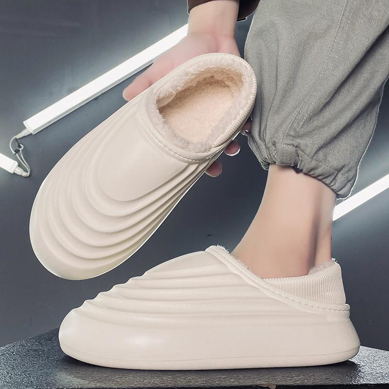 Fashion Men's EVA Slipper Plus Velvet Winter Indoor Outdoor Keep Warm Comfortable Trendy All-match Non-slip Explosive Style Man Slippers
