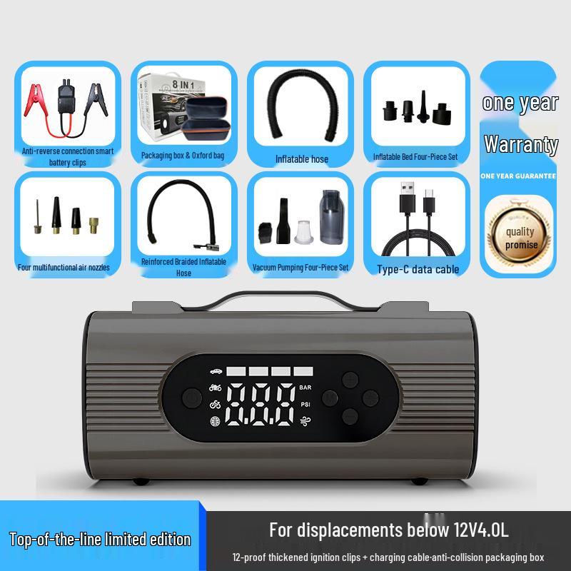 

Kemier Портативный автомобильный пусковое устройство и воздушный насос 8-в-1 с подсветкой