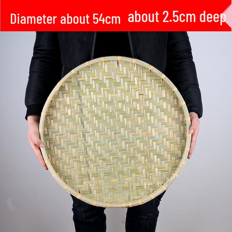 Bamboo Woven Round Winnowing Basket: Household Basket for Storage, Decoration, and Drying Tea or Goods