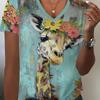Damen Freizeit T-Shirt mit kurzen Ärmeln und V-Ausschnitt